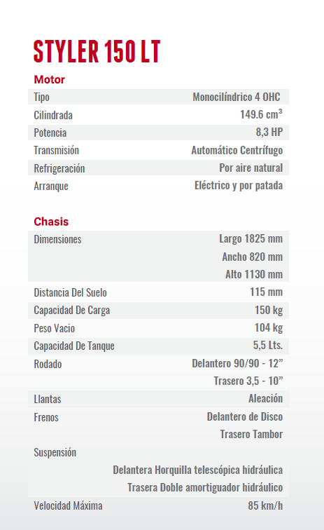 styler-150-lt_especificaciones